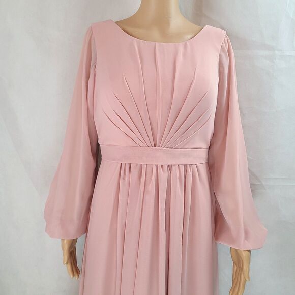 New Mother of the Bride (8) Dusty Rose Chiffon Long Long Sleeve Maxi Dress - Picture 2 of 9
